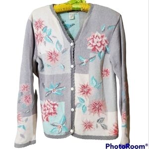 ❤️𝅺VINTAGE Coldwater Creek floral knit cardigan